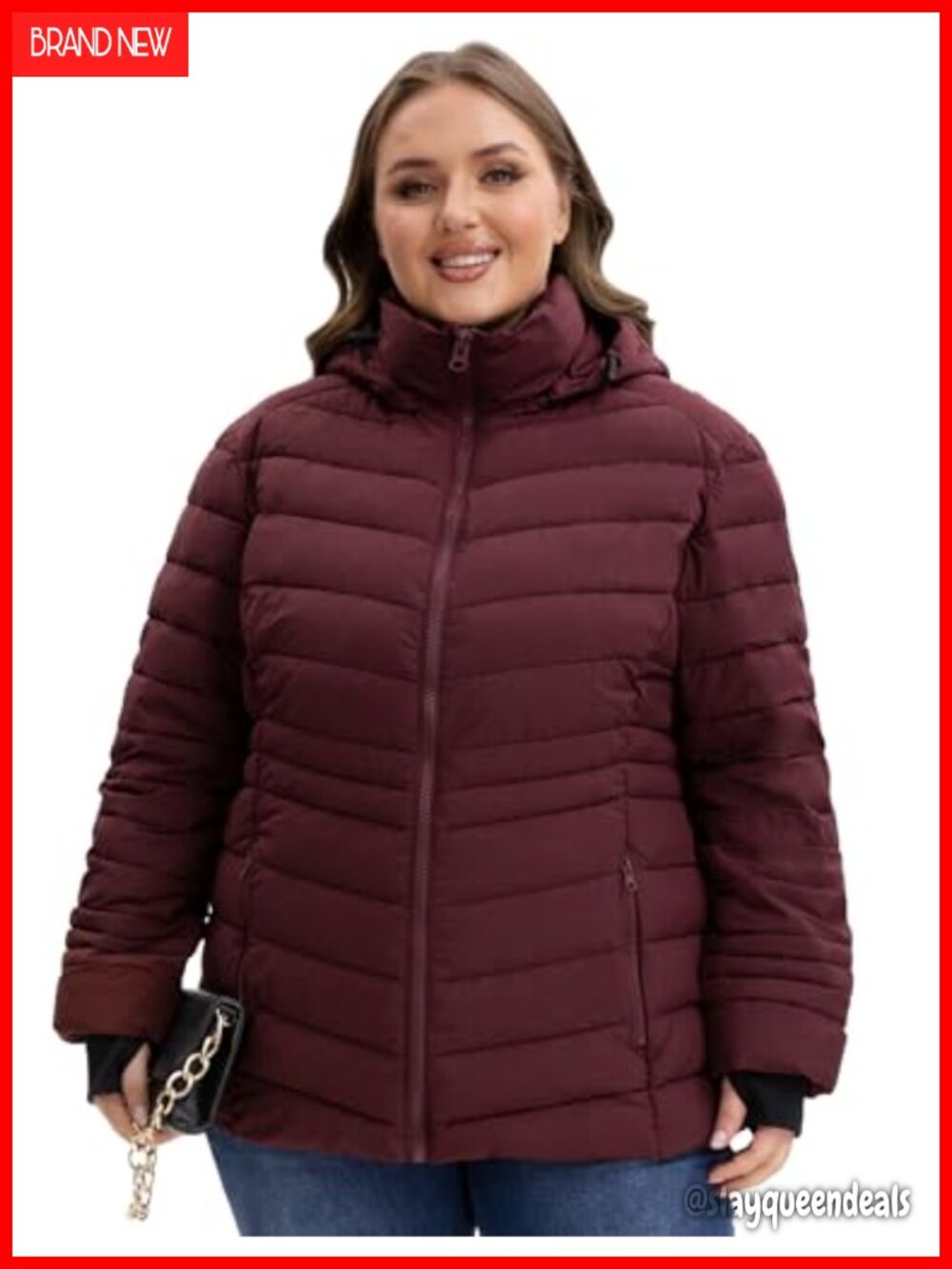 Plus Size Puffer Jacket with Hood Lightweight Quilted Coat